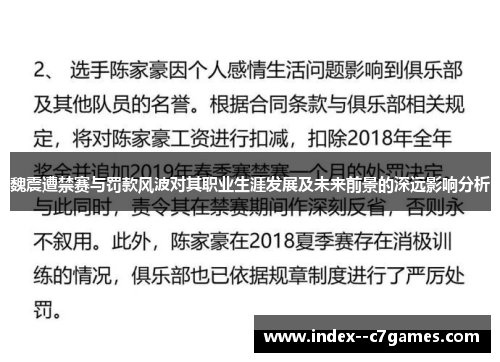 魏震遭禁赛与罚款风波对其职业生涯发展及未来前景的深远影响分析 魏震遭禁赛与罚款风波对其职业生涯发展及未来前景的深远影响分析
