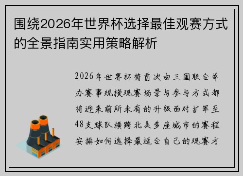 围绕2026年世界杯选择最佳观赛方式的全景指南实用策略解析